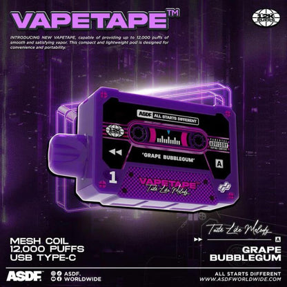     Vapetape-12K-Grape-Bubblegum-SG-Vape-Hub