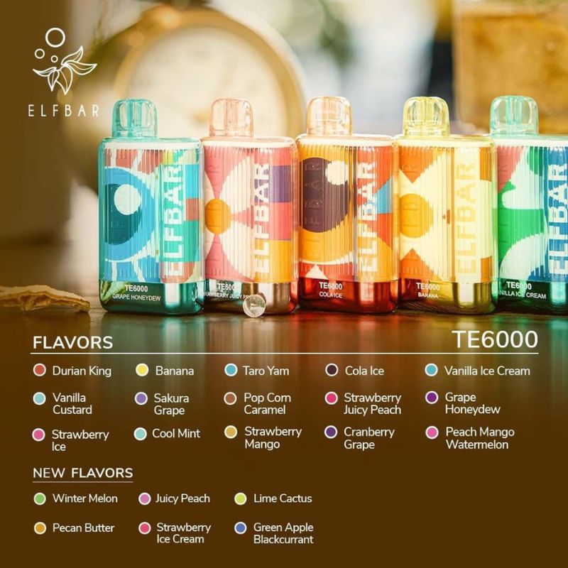 SG ELFBAR TE6000 flavors list in SG VAPE HUB.
