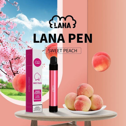 Lana-Pen-2000-Puffs-Sweet-peach-flavor-with-peaches-and-sakura-tree-in-the-pastel-red-background-LANA