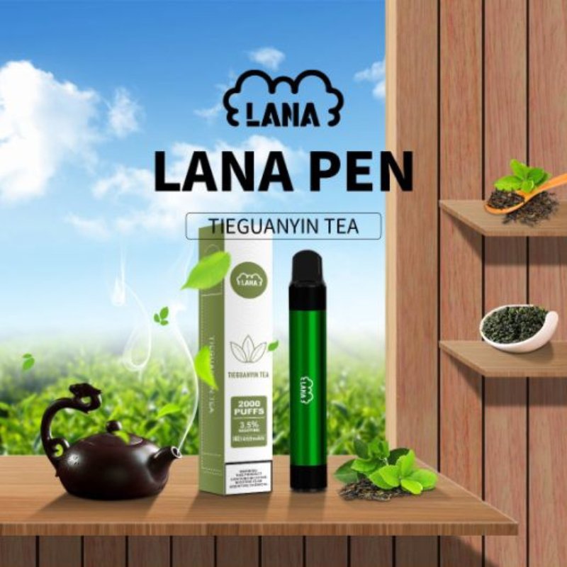 Lana-Pen-2000-Puffs-Tie-Guan-Yin-Tea-flavor-on-greenery-background-LANA